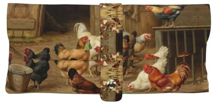 EdWal Rocky Mountains - Bolsa de piel para gafas de sol con estampado de Montañas Rocosas, versátil y suave, funda de piel sintética para gafas, Granja de gallinas de pollo asado, Talla única