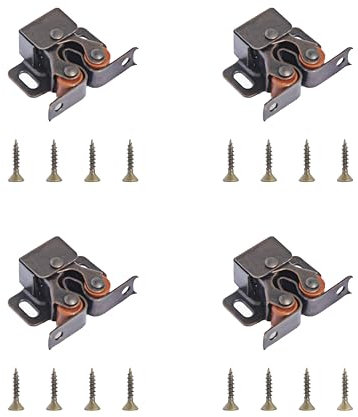 HARMAC HOUSE Door Catches Latches, Harmac House 4 Pack Double Roller Strong Hold Cupboard Cabinet Door Catches, Double Roller Catches Cabinet Catches Door Latches