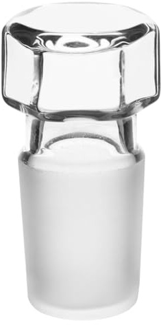 Labasics Paquet de 1 Tête Hexagonale en Verre Bouchon en Verre Creux, Bouchon Creux en Verre à Tête Hexagonale pour Verre de Joint Extérieur de 19/22 avec Fond Fermé