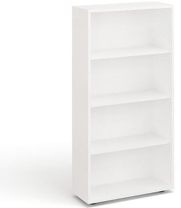 KOMTO Regal 60 cm breit Weiß - Bücherregal mit 4 Ebenen und Höhenverstellbare Regale, Standregal, Aufbewahrungsregal | Bookshelf Lumo 60 x 120 x 24 cm (BxHxT)