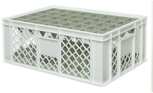 BRB Gläserkiste 600x400 mm für 15, 24, 33 oder 40 Gläser, farbig (Weiß, für 40 Gläser Ø 67 mm, Glashöhe max 205 mm)