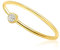 Mary & Jules Ring Gold Damen aus echtem 925 Sterling Silber mit Zirkon Stein, Vorsteckring, vergoldet, schlichter, feiner Damenring, Verlobungsring, Eheringe Gold, aus recyceltem Silber, Größe 50