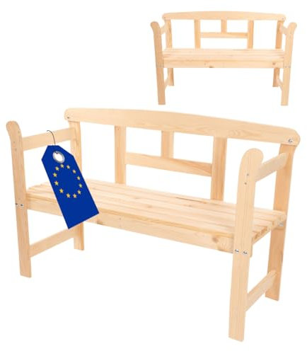 MODO24 Gartenbank aus Holz, Parkbank, Gartenmöbel, Sitzbank, Bank Friesenbank, Holzbank, 2-Sitzer, In- & Outdoor, FSC-Holz, Abmessungen 46x118x78 cm, Farbe: Naturholz