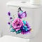 Butterfly Rose Flower Leaf Toilet Cover Sticker Decals Waterproof Toilet Lid Tank Seat Decals Cistern Self-Adhesive Bathroom Wall Sticker