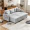 Sapgaks Ecksofa, ausziehbar, mit Getränkehalter, L-förmiges Sofa mit Stauraum, Sofa, Bett, Polstermöbel, modernes Design, austauschbar links und rechts (hellgrau)