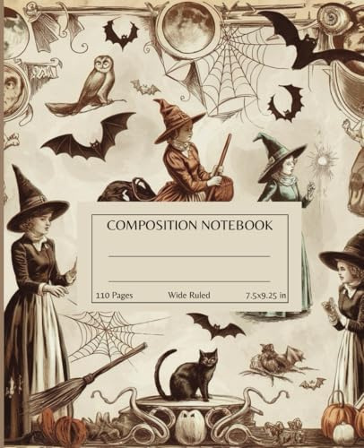 Vintage Witch Composition Notebook: Vintage Witch Illustration | Halloween Witchcraft Magic Journal | Retro Halloween Composition Book | Enchanted ... for School, Office, or Creative Writing