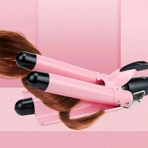 Hair crimpers for Women Short Hair | 3 Barrels Hair Curler with Adjustable Temperature| Mermaid Waves Wand Beach with 2 Temperature Control Quick Heating for Long or Short Styling 25mm