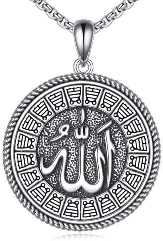 VENACOLY Allah Halskette Sterling Silber S925 Muslimischer Allah Anhänger Islamische Halsketten Geschenke für Männer Frauen Islamischer religiöser Schmuck