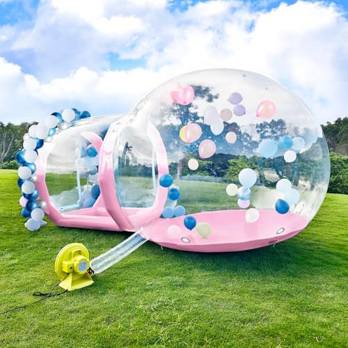 Afitdon Maison bulle gonflable avec soufflerie et pompe, dôme, tente de jardin étanche en PVC pour l’extérieur, le camping, la fête, rose, 3 m