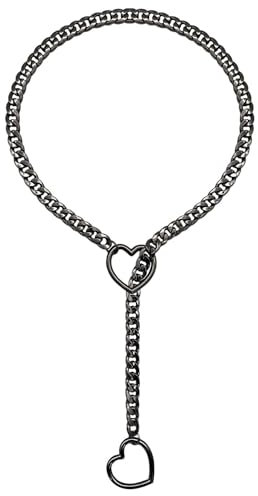 HLMYER Punk Rock Slip Chain Necklace,60cm Length Adjustable Black Heart Choker,Cuban Chain Stainless Steels Heart Pendant Necklace,for Women and Men Daily Wearing or Attending Banquets