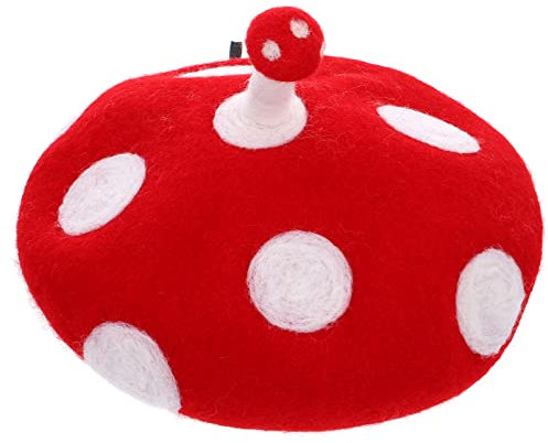 DEARMAMY Mushroom Beret Hut Für Teenager Handgefertigte Wollmütze Perfektes Cosplay-zubehör Für Partys Halloween Und Festivals Leicht Und