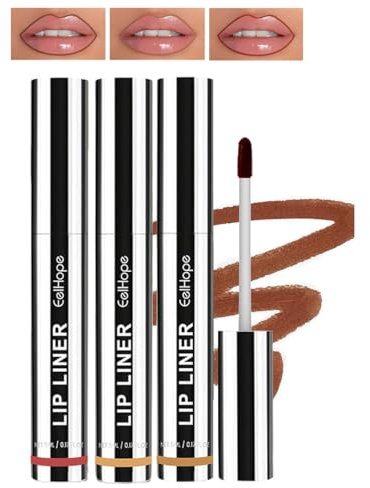 Pakivs Peel Off Lip Liner Stain Set,3Pcs Matte Liquid Lipstick Nude Lip Gloss Long-Lasting Peel Off Matte Lip Liner Waterproof Non-stick Cup Lip Tint Stain for Women