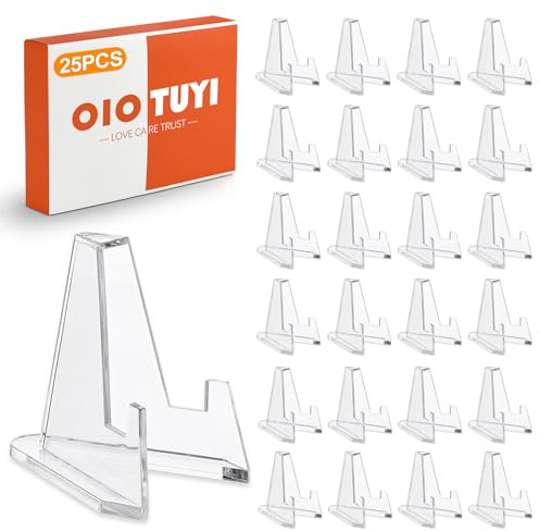OioTuyi 25 Stück Acryl Kartenhalter & Ständer, Mini Münzständer / Kartenaufsteller für Sammelkarten, Medaillen, Münzen