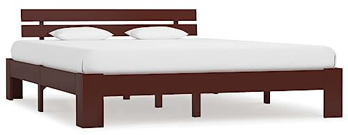 Myheimly Massivholzbett Bettgestell Doppelbett Bettrahmen Bett Schlafzimmerbett Schlafzimmermöbel Dunkelbraun Kiefer 160x200cm 298511de