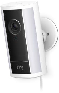 Ring Spotlight Kamera Pro (Spotlight Cam Pro, neueste Generation) mit Netzteil | Außenkamera | Retinal 4K, optimierter 10x-Zoom, 600 Lumen Spotlights | 30 Tage Gratiszeitraum für Ring Abonnement