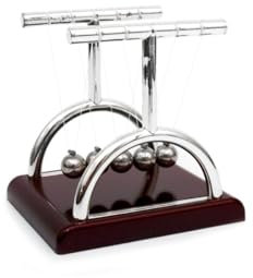 JAWUZ 1 Stück Newton Pendel Hochwertig, Mini Newton Pendel, Klassisches Newton Kugelstoßpendel18Cm, 5 Kugeln, Physik Deko Für Büro, Kugelpendel Für Schreibtisch, Spielzeug Für Erwachsene(B)