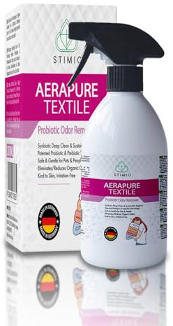Textilien ohne Waschmaschine frisch bekommen – Stimio PROBIOTISCHES TEXTILSPRAY 1000 ml – NATÜRLICHER Geruchskiller für Sofa, Matratze, Kleidung, Auto & Co. – ohne Duftstoffe, OHNE CHEMIE