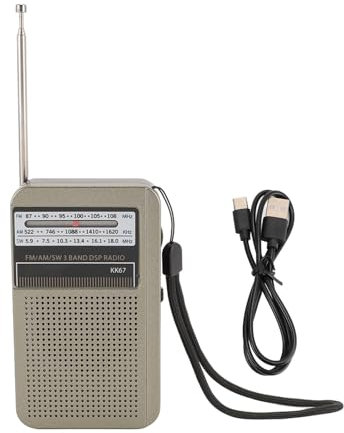 Ejoyous Radio Portable, Petit Lecteur Radio avec Batterie 1000mAh FM AM SW Réception 360 ° Antenne Rotative pour L'urgence
