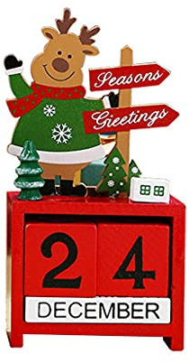 Weihnachts-Countdown-Kalender, Holzblöcke, Tischdekoration, Heimbüro, Dekoration