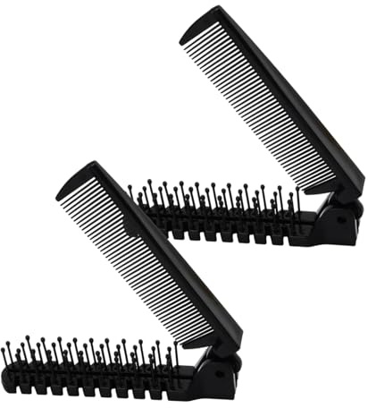 Kaslaider 2 Spazzole per Capelli Pieghevoli, Pettine Tascabile da Viaggio | Mini Spazzola Antistatica a Doppia Testa in Plastica per Bambini e Adulti, Capelli Sottili o Spessi, Nero
