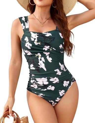 UMIPUBO Costume da Bagno Intero Donna Contenitivo Modellante Pieghe Curvy Pancia Tiranti Larghi per Seno Grande Mare Swimsuit con Coppe Costumi Interi