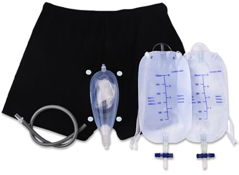 Set di slip per incontinenza a tenuta stagna da uomo, orinatoio staccabile con sacca per le gambe e raccoglitore in silicone(M)