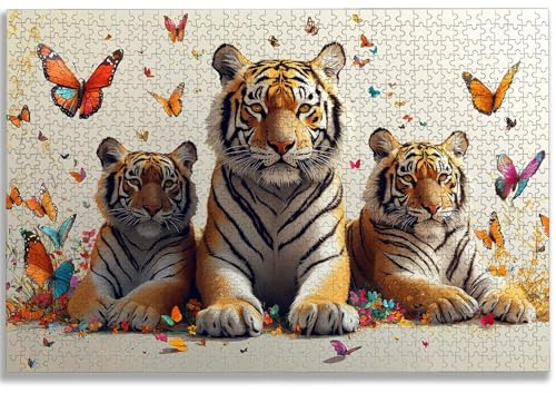 Puzzle 5000 Teile Tiger, Puzzle 5000 Teile Erwachsene, Holzpuzzle Erwachsene mit Exquisiter Verpackungsbox, Klassische Puzzles Schmetterling für Die Ganze Familie, Groß Puzzles für Geschenke, -1443