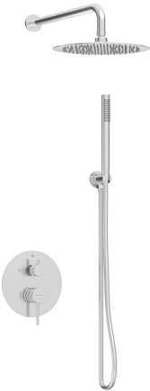 Balneo Colonne de Douche – Montage mural pour un usage confortable – Pommeau de douche avec douchette – Système de douche économe en eau – Confort et design – Inox – Modèle 2