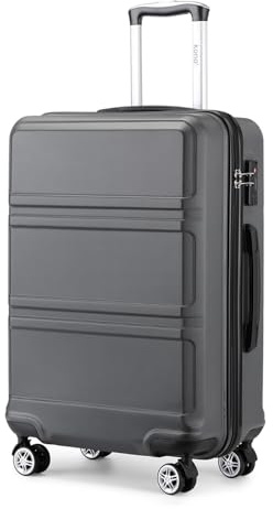 KONO Großer Koffer Leicht Hartschalenkoffer Trolley Reisekoffer mit 4 Rollen und TSA Schloss, 85x56x34cm, 140Liter, Zwillingsrollen Rollkoffer, ABS+PC Hartschale (Grau, XXL)