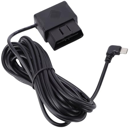 ASHATA Festverdrahtetes Dashcam-Kit, Festverdrahtetes Ladekabel für OBD II-zu-Typ-C-Adapter mit Digitalanzeige, Niederspannungsschutz, 24-Stunden-Parkmodus Acc für GPS
