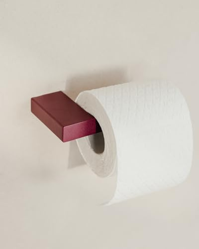 Metallbude Toilettenpapierhalter TUALI - Red Wine - Minimalistischer Klopapierhalter mit Wandmontage - Pulverbeschichtetes Metall - 15x8 cm