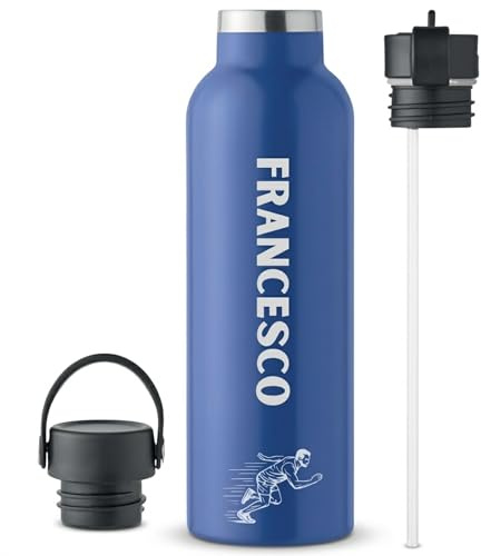 Borraccia Termica Sport Personalizzata Nome e Icona – Acciaio Inox 700ml – Bottiglia Termica per Palestra, Escursionismo, Running, Fitness – Borraccia Personalizzata Sportiva