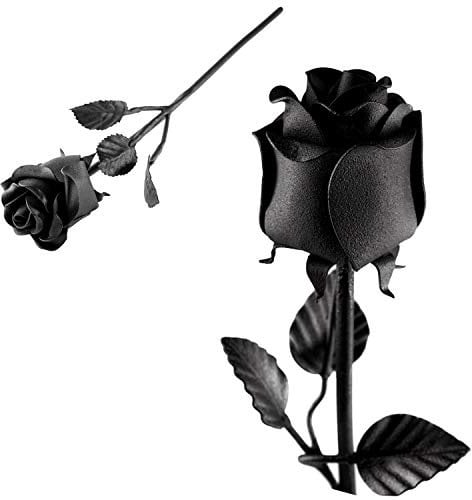 Handgeschmiedete Eisenrose – 100 % schmiedeeiserne Blume in Schwarz – Einzigartiges Geschenk zum Hochzeitstag Long Stem