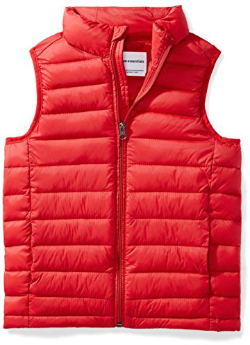 Amazon Essentials Chaleco Acolchado con Capucha. Ligero, Plegable e Impermeable Niño, Rojo, 8 años