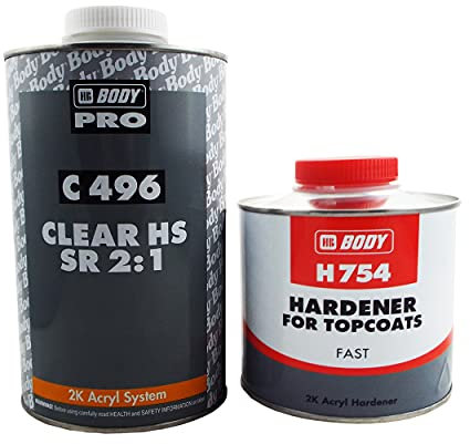 HB Body 496 Autoclear HS 2K Lacquer 1 Litre Kit with 500ml Hardener Car Body Clear Coat 2:1 Mixing Ratio Suitable For Panel Or Partial Refinishes