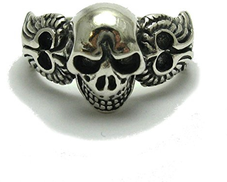 Sterling silber 925 Ring Totenkopf mit Engelsflügeln R001717