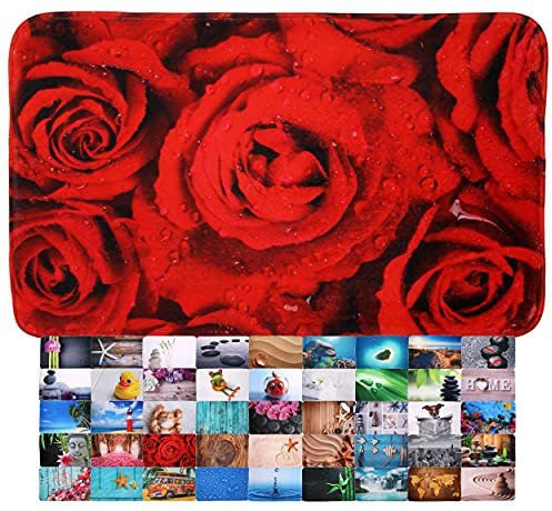 Sanilo Badteppich, viele schöne Badematten zur Auswahl, Badvorleger sehr weich und rutschfest, waschbar und schnelltrocknend (70 x 110 cm, Rosen)