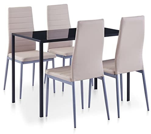 vidaXL Essgruppe 5-TLG. Esszimmertisch Esstischset Esszimmergarnitur Küchentisch Esszimmer Stuhl Tisch Sitzgruppe Esstisch mit 4 Stühlen Cappuccino-Braun