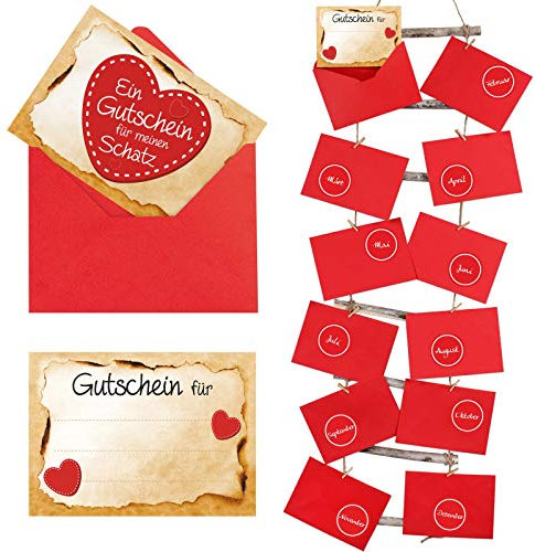 Romantischer Partner-Kalender/Jahreskalender - mit 12 Gutscheinen Für meinen Schatz inkl. Leiter zum Aufhängen