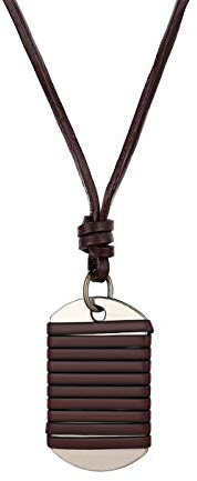 JewelryWe Halskette mit Anhänger für Herren, Anhänger, Kette, Militär-Plättchen, Hundemarke, Leder, Legierung, Braun/Schwarz, Edelstahl
