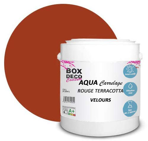 Peinture polyuréthane aspect velours Aqua carrelage mural - Carrelage mural et faïence - 44 couleurs - 2,5 L - 25 m² … (Rouge Terracotta)