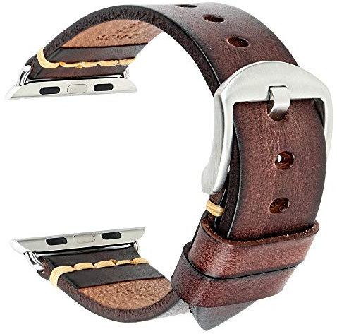 REZERO Smartwatch-Armbänder Kompatibel mit Apple Watch, Pflanzlich Gegerbte Lederarmbänder, Ersatzarmbänder für iWatch 10/9/8/SE, 38/40/41/42/45/46/49mm, Ultra 1/2 für Herren, Damen