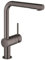 Grohe Mezclador Monomando de Fregadero Minta, DN 15, 30274, desagüe en L, Spray de Doble Enjuague, Color: Grafito Duro - 30274A00