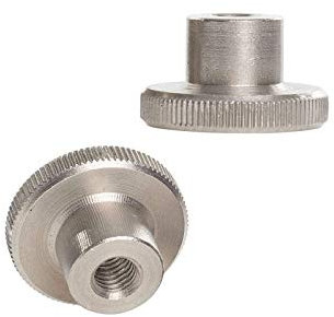 M6 - Dadi zigrinati, manopole rotonde, in acciaio inox, 2 pezzi