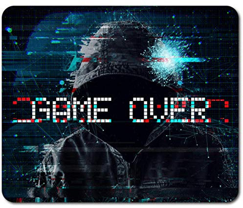 Rechteckiges Mauspad – Game Over Glitch Gaming 23,5 x 19,6 cm (9,3 x 7,7 Zoll) für Computer & Laptop, Büro, rutschfeste Unterseite #45122