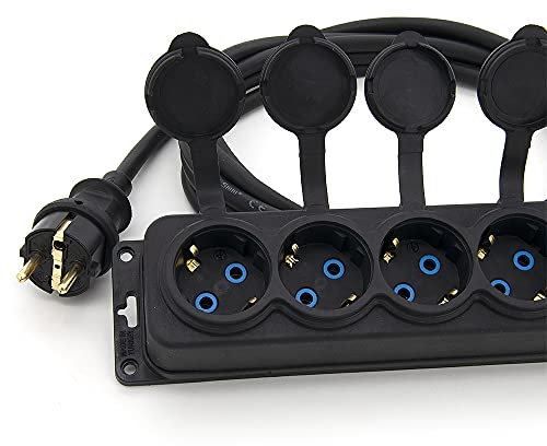 KOOP Elektro 25 m Gummi-Verlängerungskabel mit 4-Fach Schuko Kupplung für Garten Außenbereich IP44 16A 230V H05RR-F 3 * 2,5 (25 m, 4-Fach Steckdosenleiste)