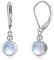 Damen Mondstein Ohrringe aus 925 Sterling Silber Leverback Ohrringe Regenbogen Runde Mondstein Hypoallergene Schmuck für Frauen Mädchen