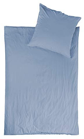 jilda-tex Bio-Bettwäsche Stone-Washed Renforce Lissabon 100% Bio-Baumwolle Knitterlook Stehsaum Bügelfrei Uni Leinen-Optik Bügelfrei GOTS Made in Green (Himmelblau, 200 x 200 cm)