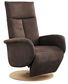 CAVADORE TV-Sessel Juba / Fernsehsessel mit manuell verstellbarer Relaxfunktion / 75 x 112 x 82 / Lederoptik, Dunkelbraun