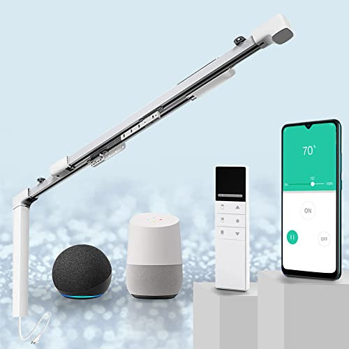 TIPIACE The Smart Curtains System of Motorized Curtain Track to Remote Control Ceiling Mount Electric Retractable Curtain Rail Work with Alexa Google Home (L 170-300cm,Tuya Wifi Motor)